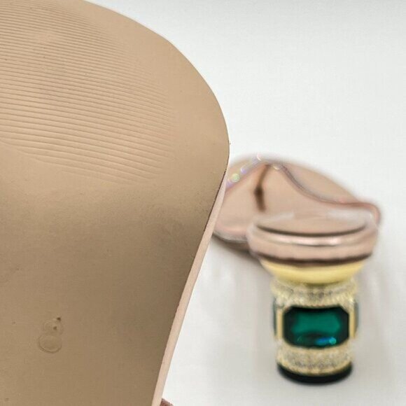 Champagne Crystal Heel Sandals Flip Flops Open Toe Daily Wearing Slippers - Picture 6 of 8